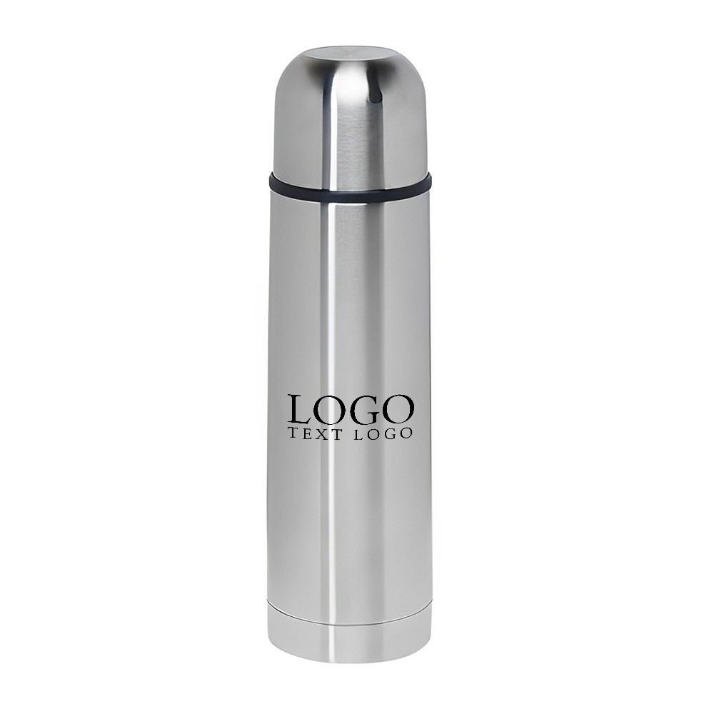 Branded 16 Oz Stainless Steel Thermos Silver With Logo