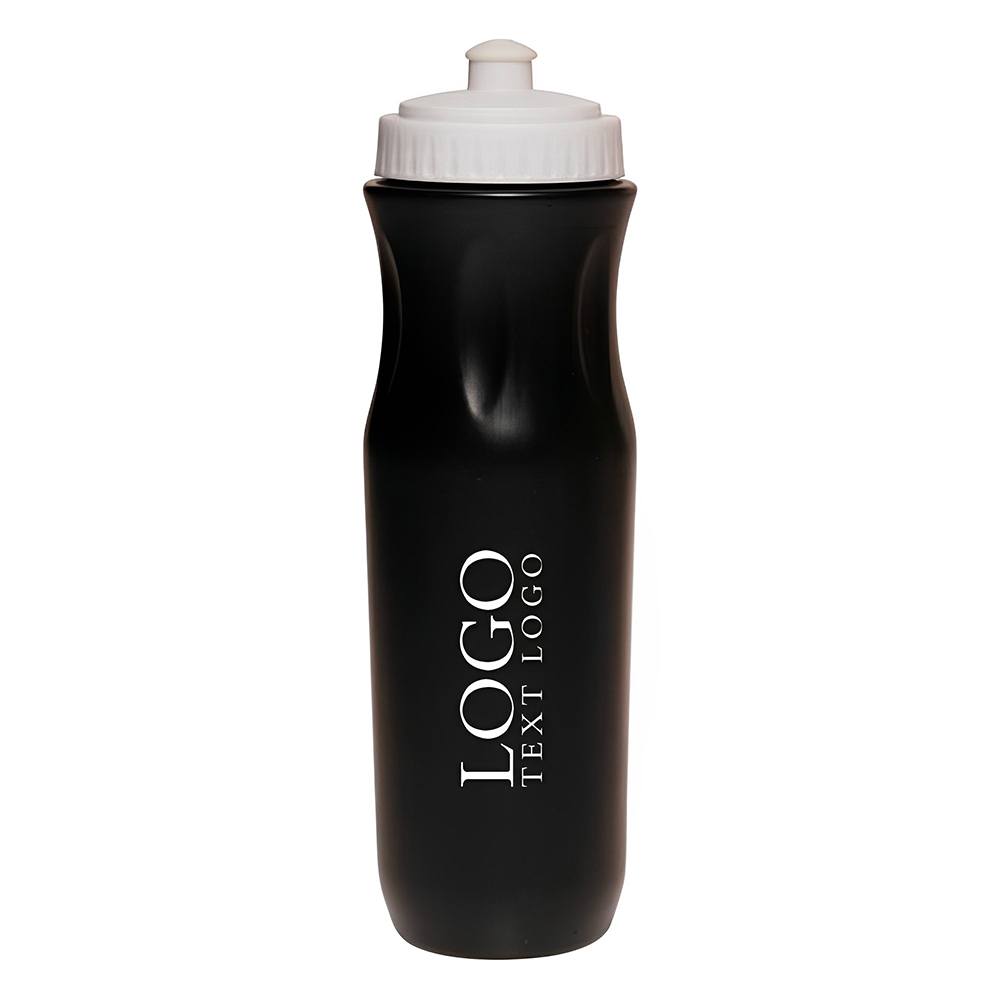26 oz Plastic Sports Bottles with Push Top Black With Logo