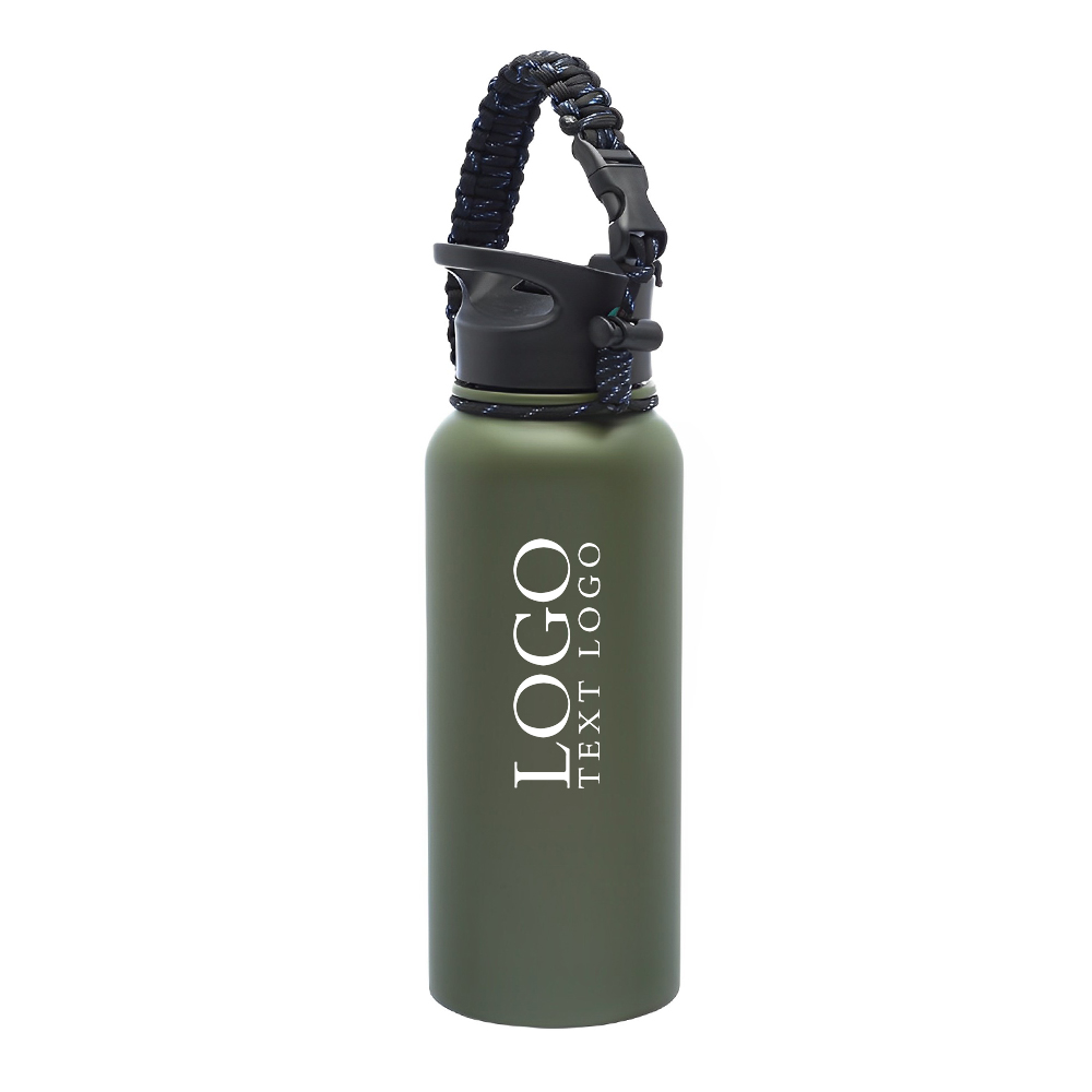 Green 34 oz Stainless Steel Water Bottle With Logo