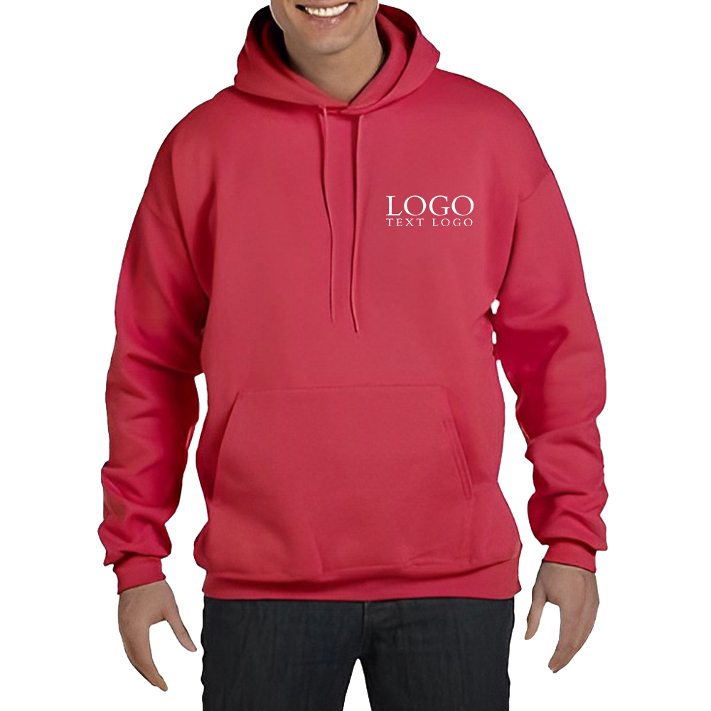 Marketing Hanes Pullover Hooded Sweatshirt Deep Red With Logo