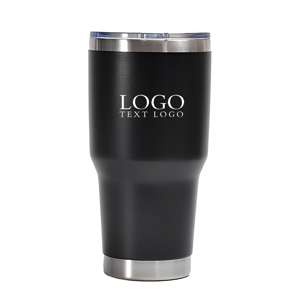 Black 30 Oz Stainless Steel Tumbler With Logo