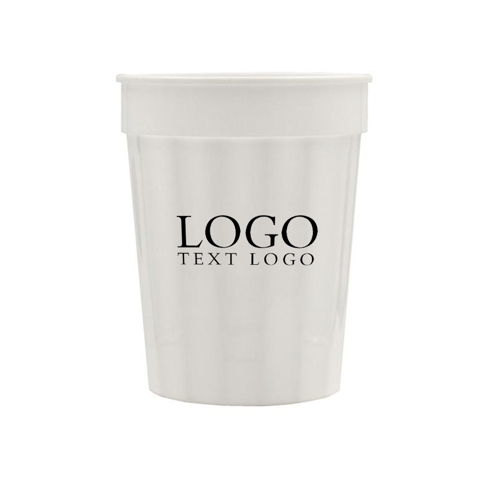 White 16 oz Fluted Stadium Cup With Logo
