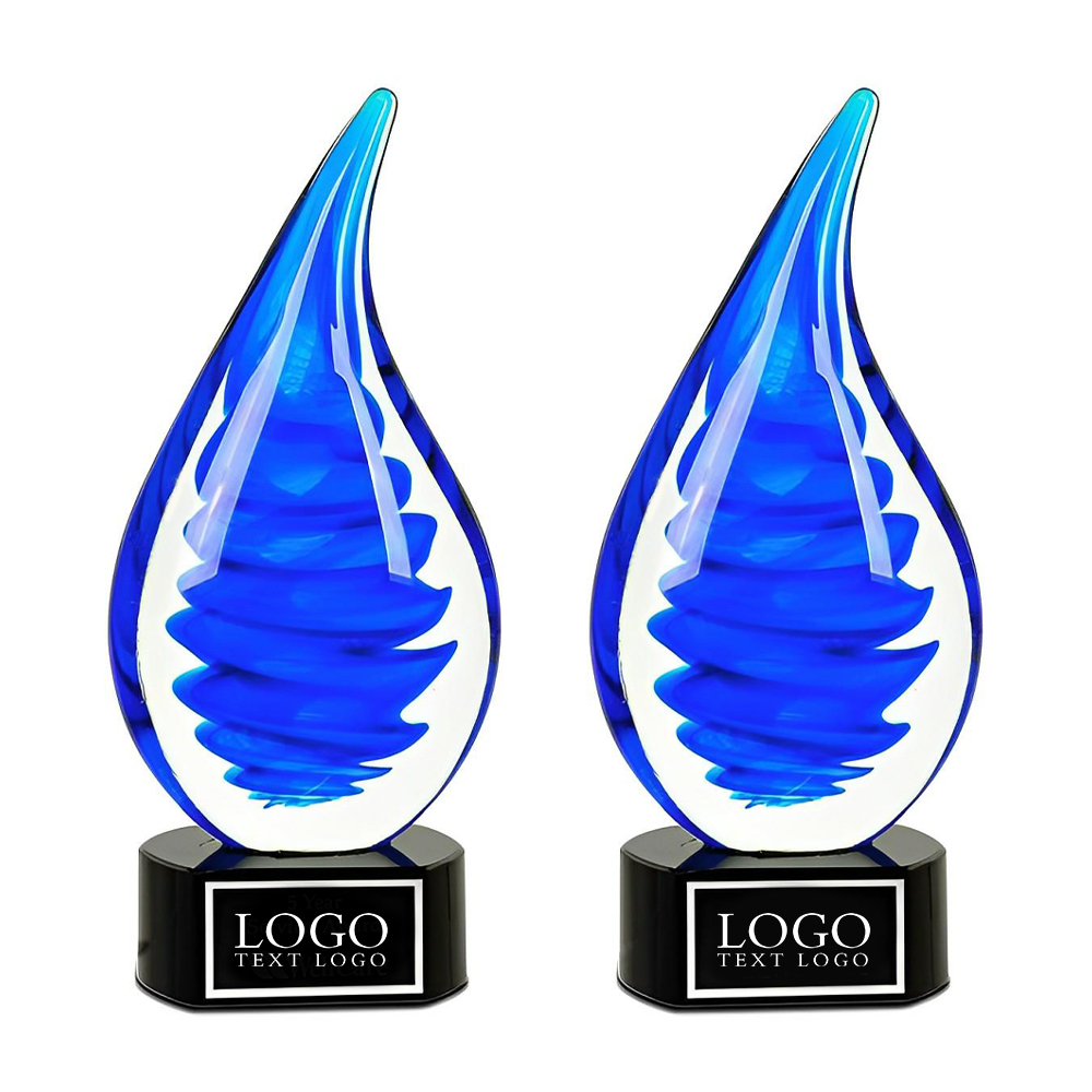 Blue Twist Rain Drop Art Glass Award Free Shipping
