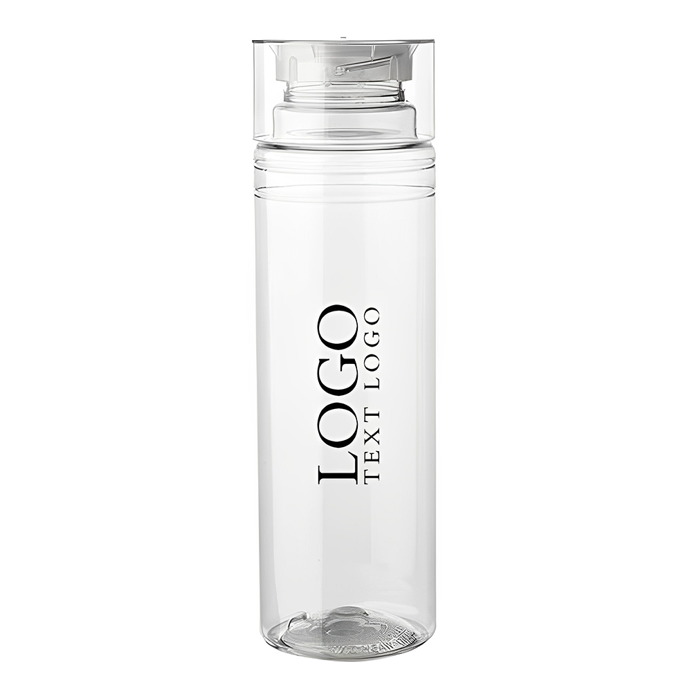 30 oz Enlace Cylindrical Plastic Water Bottle Clear With Logo