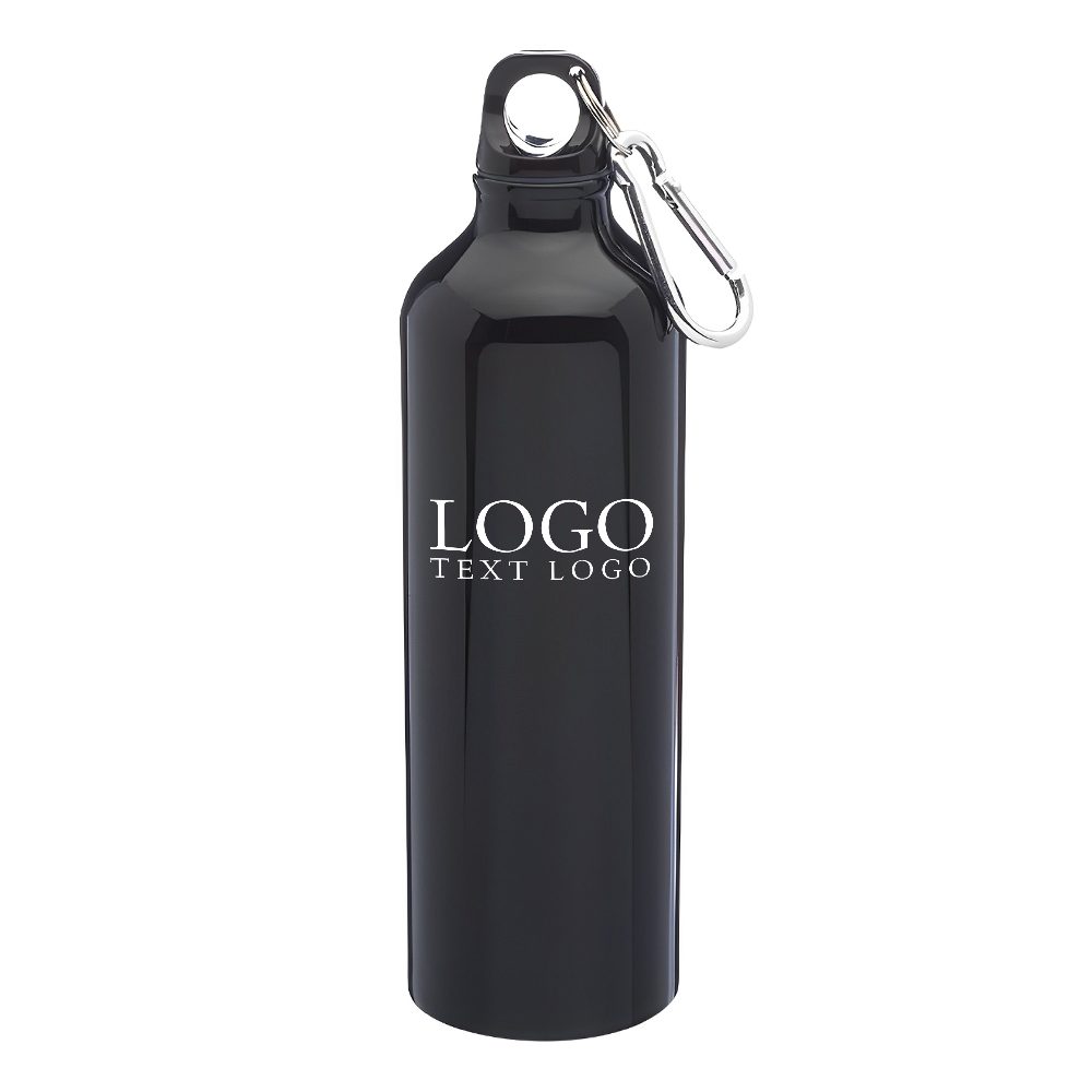 Black 24 oz Aluminum Water Bottles With Logo