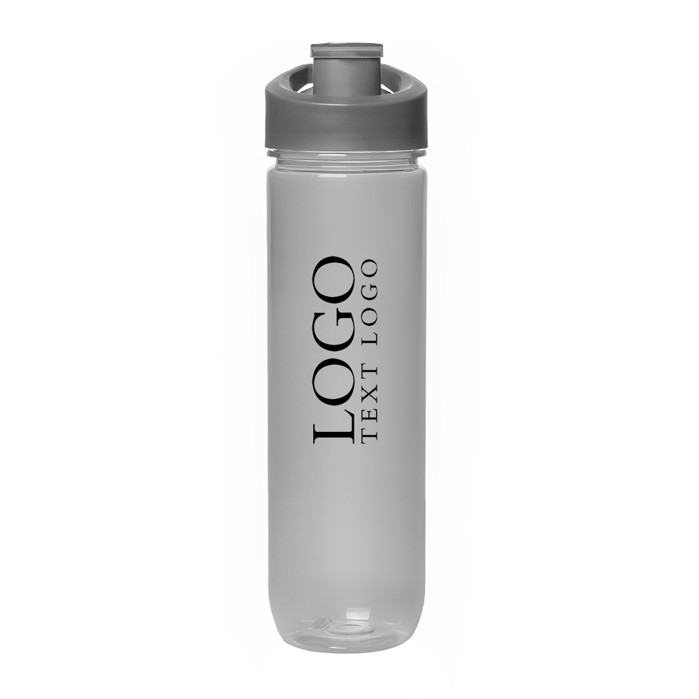 Gray 28 oz Custom Clear Plastic Sports Bottles With Logo