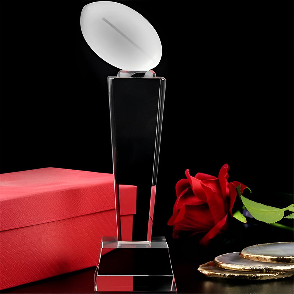Custom Crystal Rugby Trophy Side Custom Crystal Rugby Trophy Side