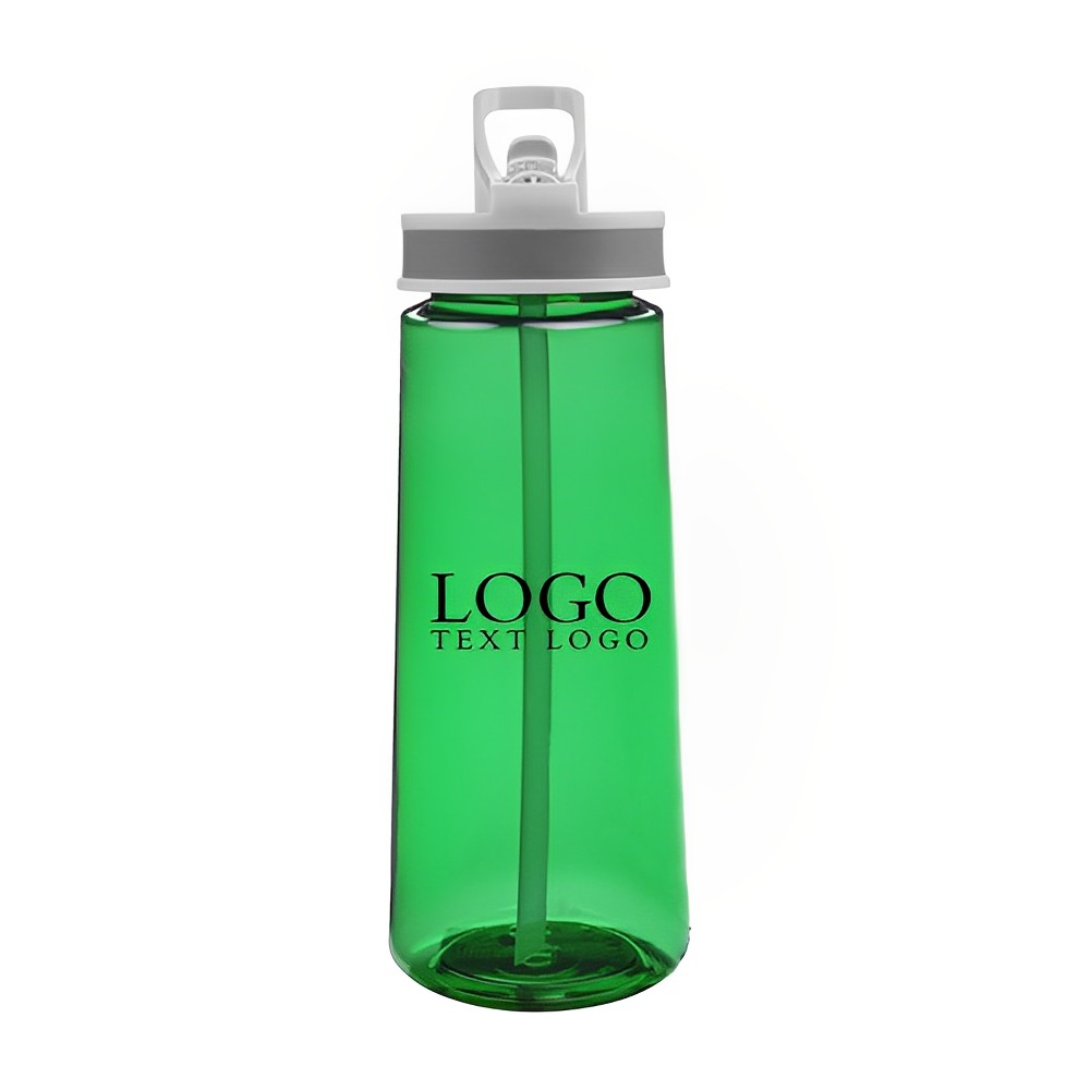 22 oz Sports Water Bottles With Straw Green With Logo