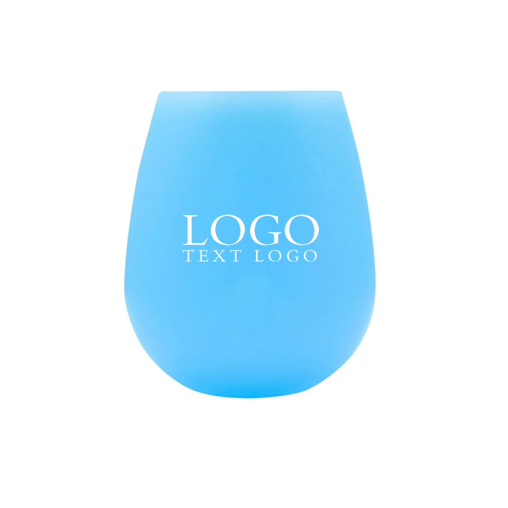 Blue 12 oz Silicone Wine Cup With Logo