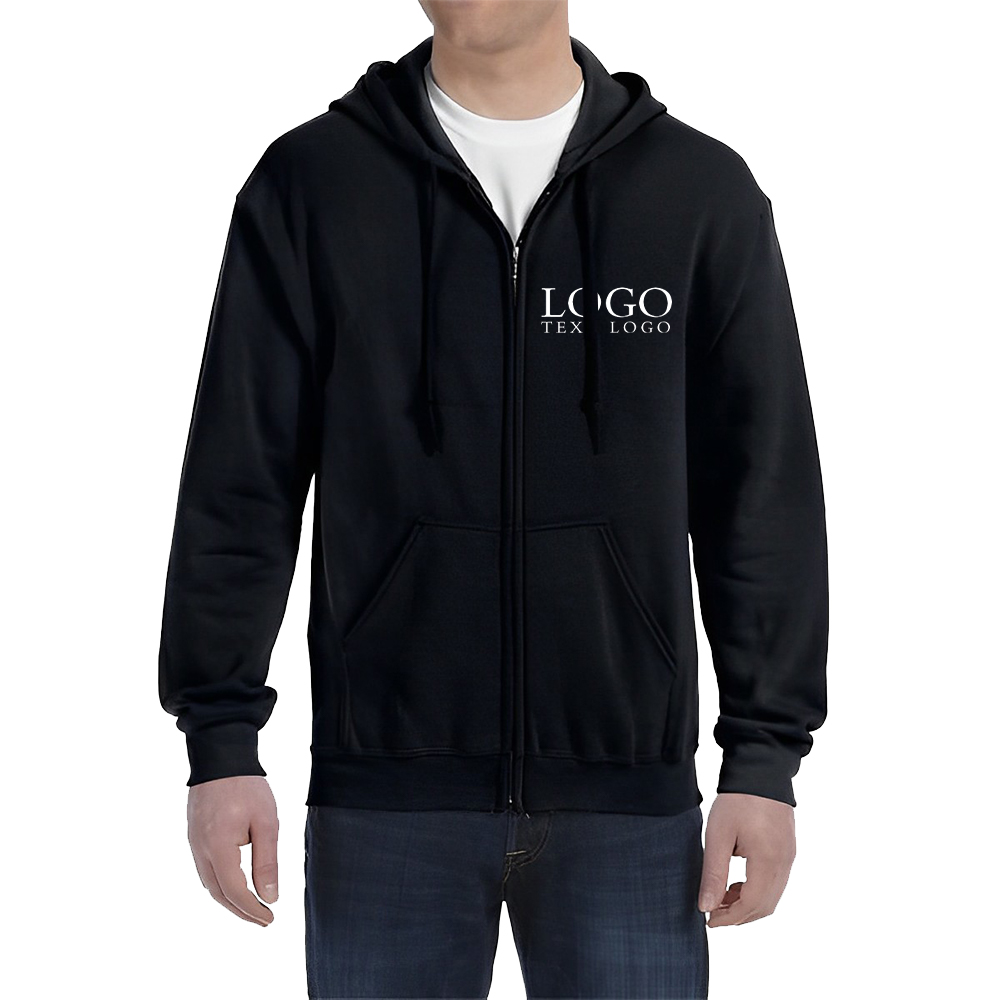 Personalized Gildan Adult Full Zip Hooded Sweatshirt Black With Logo