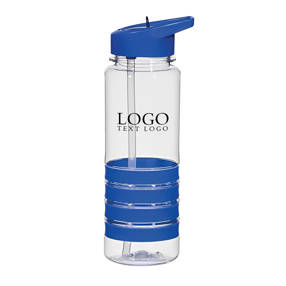 Customized 24 Oz Tritan Banded Gripper Bottle Blue With Logo