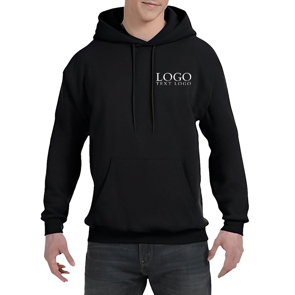 Customized Hanes 5050 Pullover Hooded Sweatshirt Black With Logo
