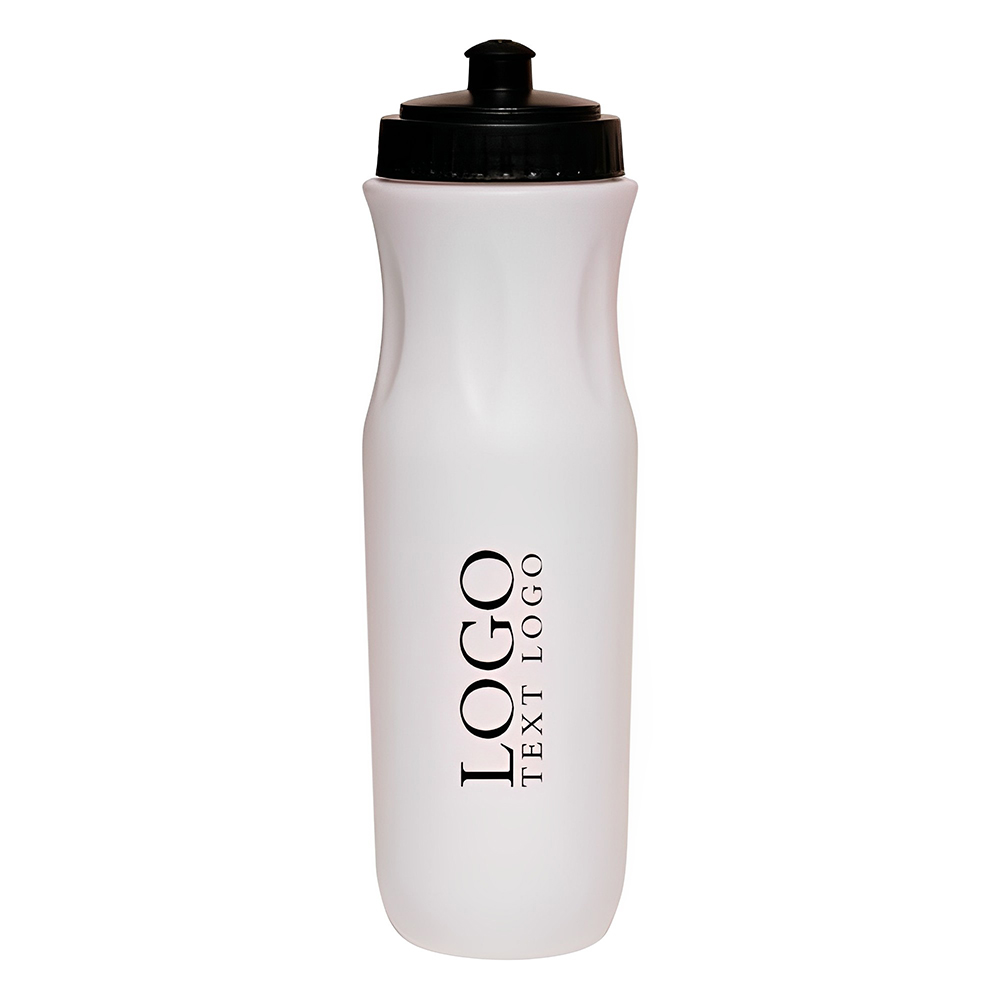 26 oz Plastic Sports Bottles with Push Top White With Logo