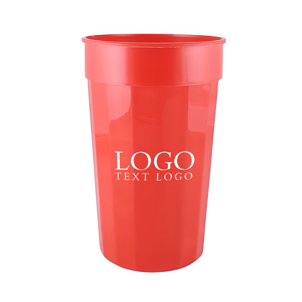 Red 22 oz Fluted Stadium Plastic Cup With Logo