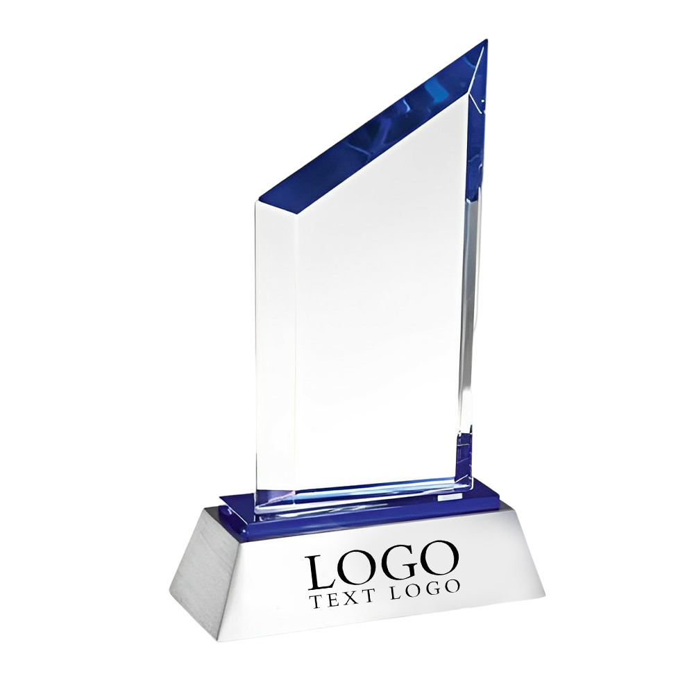 Optic Crystal Blue Sail Award With Logo Optic Crystal Blue Sail Award With Logo