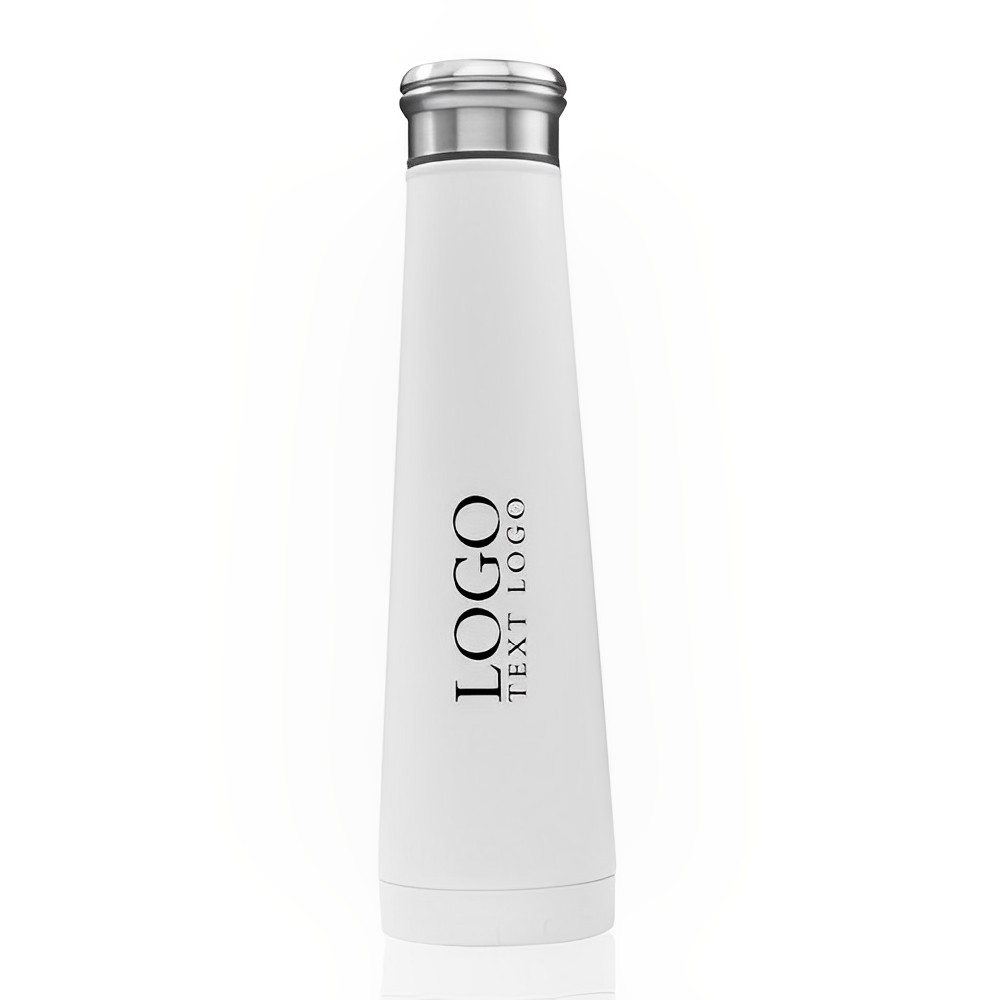 16 oz Vacuum Insulated Stainless Steel Water Bottle White With Logo