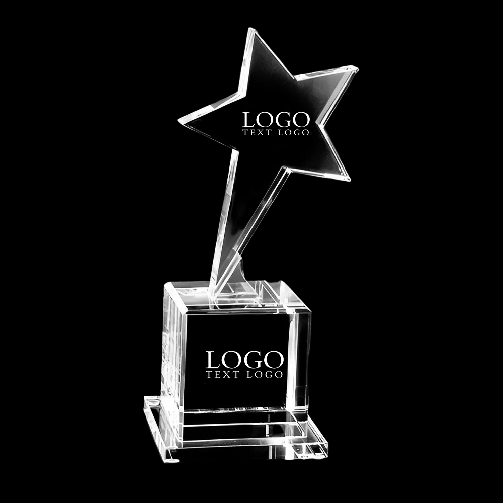 Crystal Flying Star Award With Logo