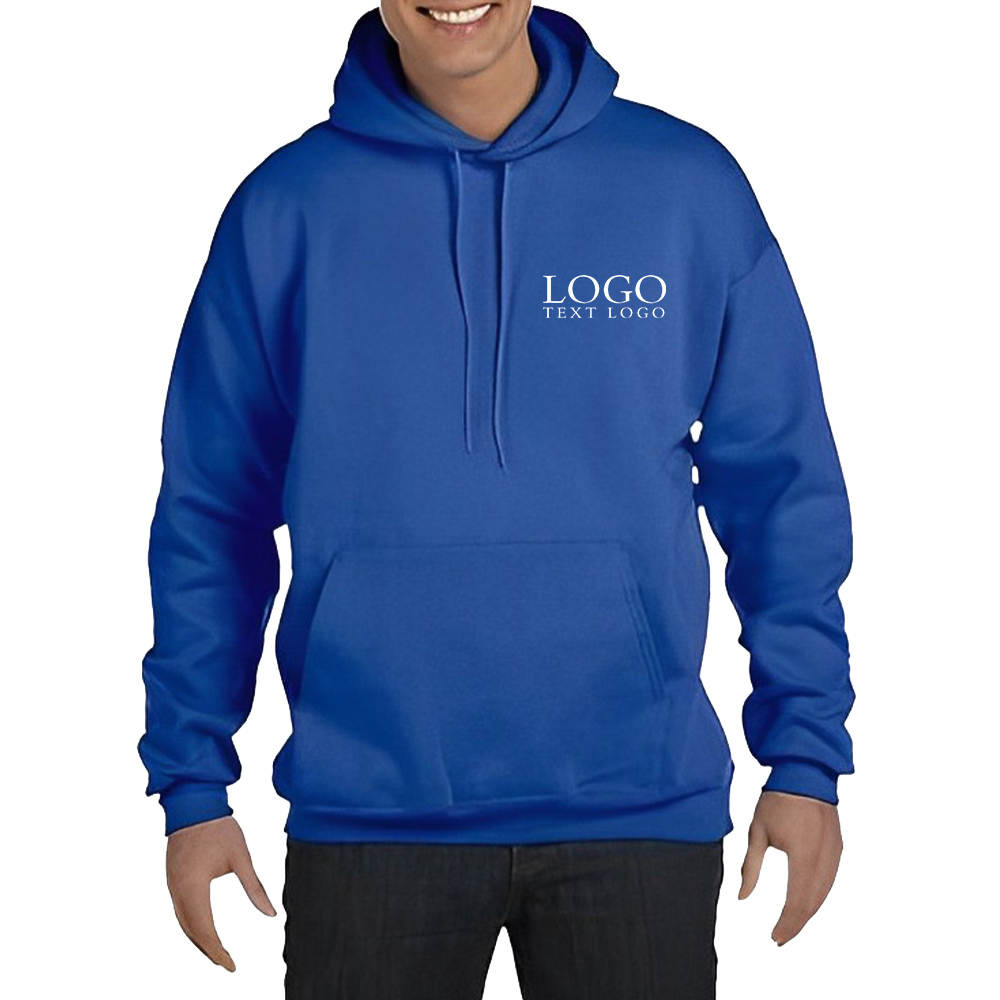 Marketing Hanes Pullover Hooded Sweatshirt Deep Royal With Logo