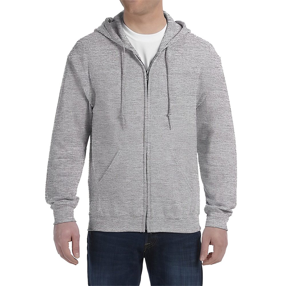 Personalized Gildan Adult Full Zip Hooded Sweatshirt Sports Grey