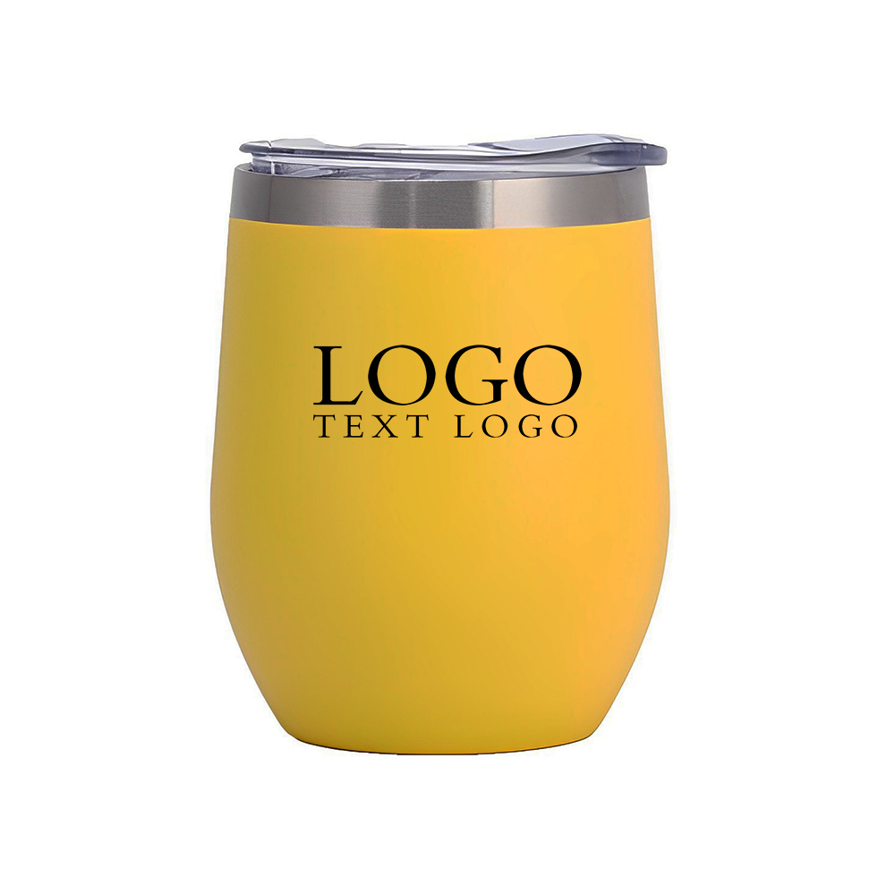 Yellow 12 oz Double Wall Vacuum Wine Cup With Logo