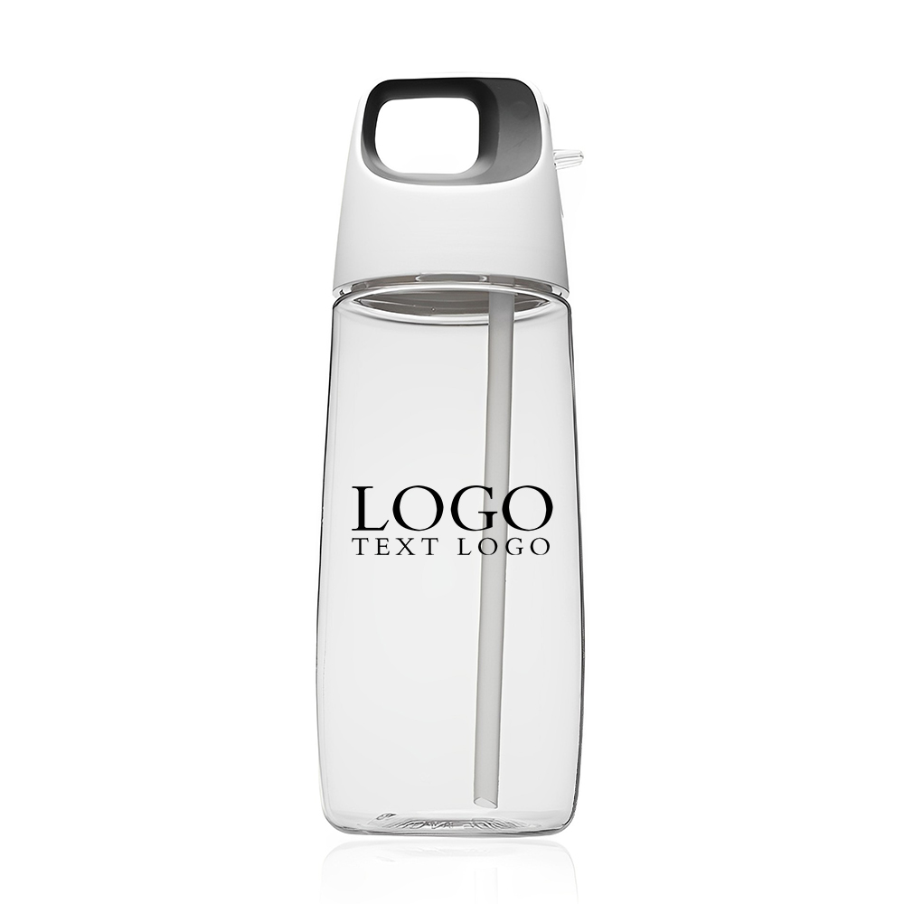 Gray  27 oz Accent Cube Water Bottles with Straw With Logo
