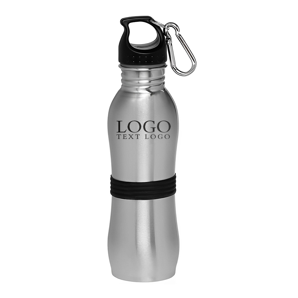 Promotional 24 oz Stainless Steel With Rubber Grip Bottles Silver With Logo