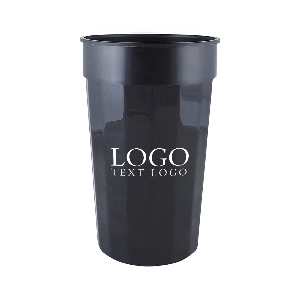 Black 22 oz Fluted Stadium Plastic Cup With Logo