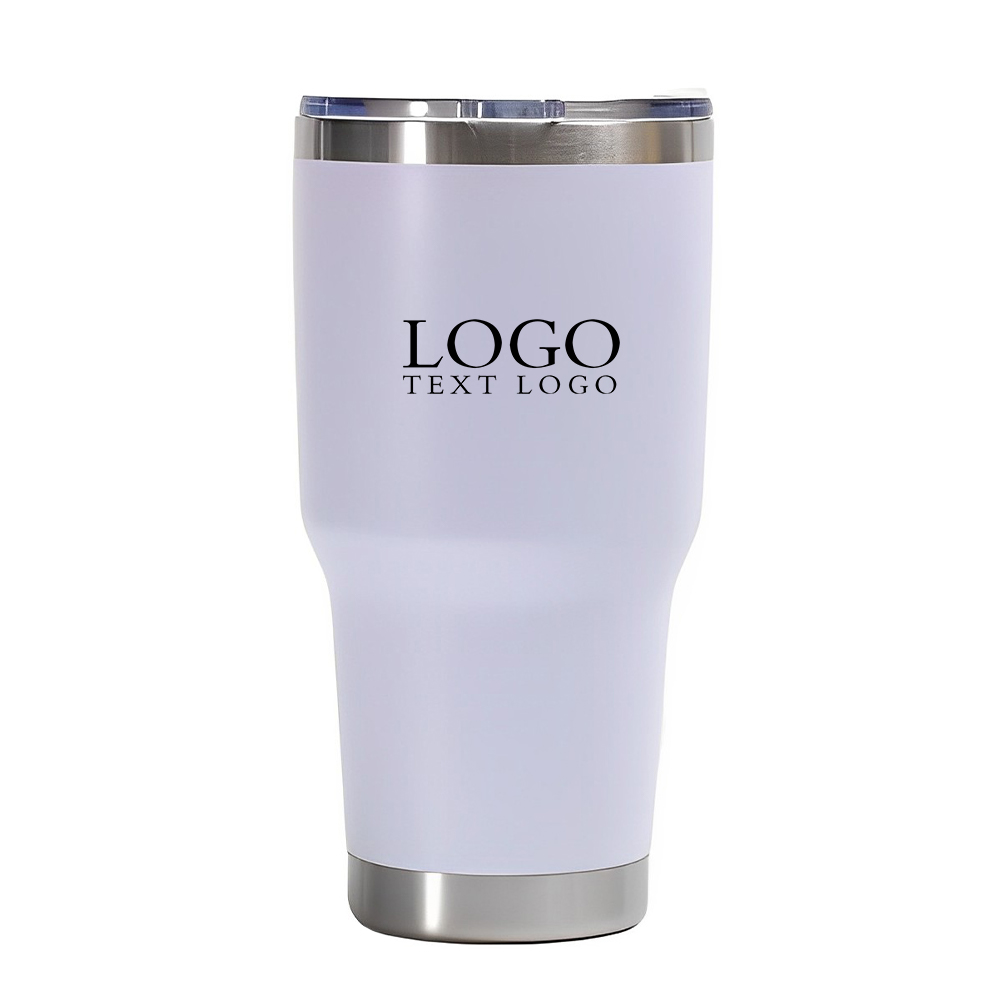 White 30 Oz Stainless Steel Tumbler With Logo