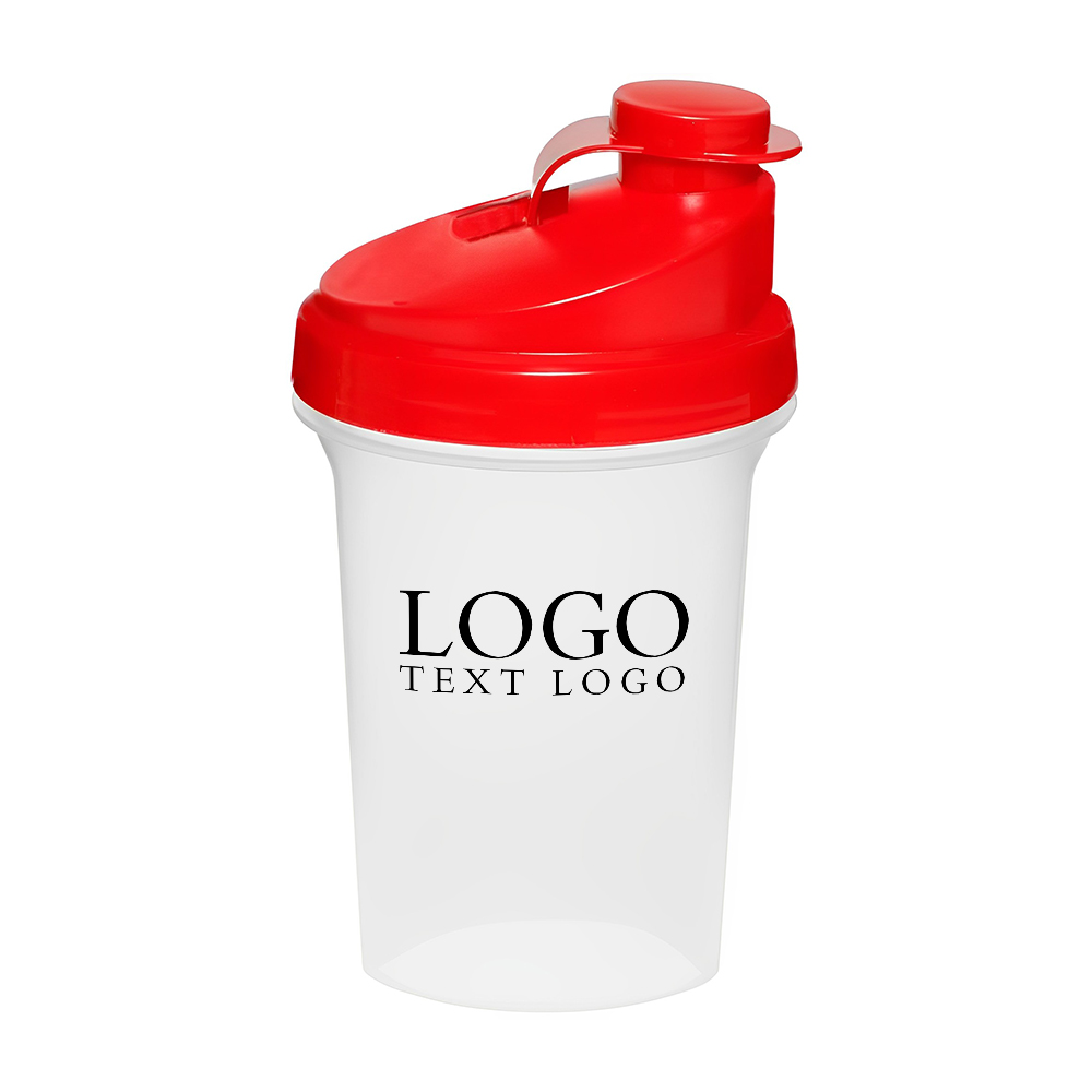 Red 16 oz Plastic Shaker Bottles With Logo