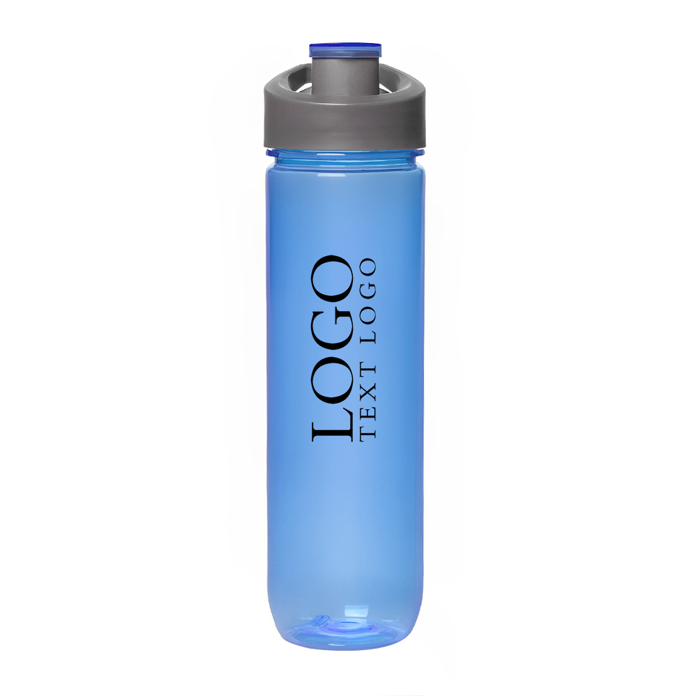 Blue 28 oz Custom Clear Plastic Sports Bottles With Logo