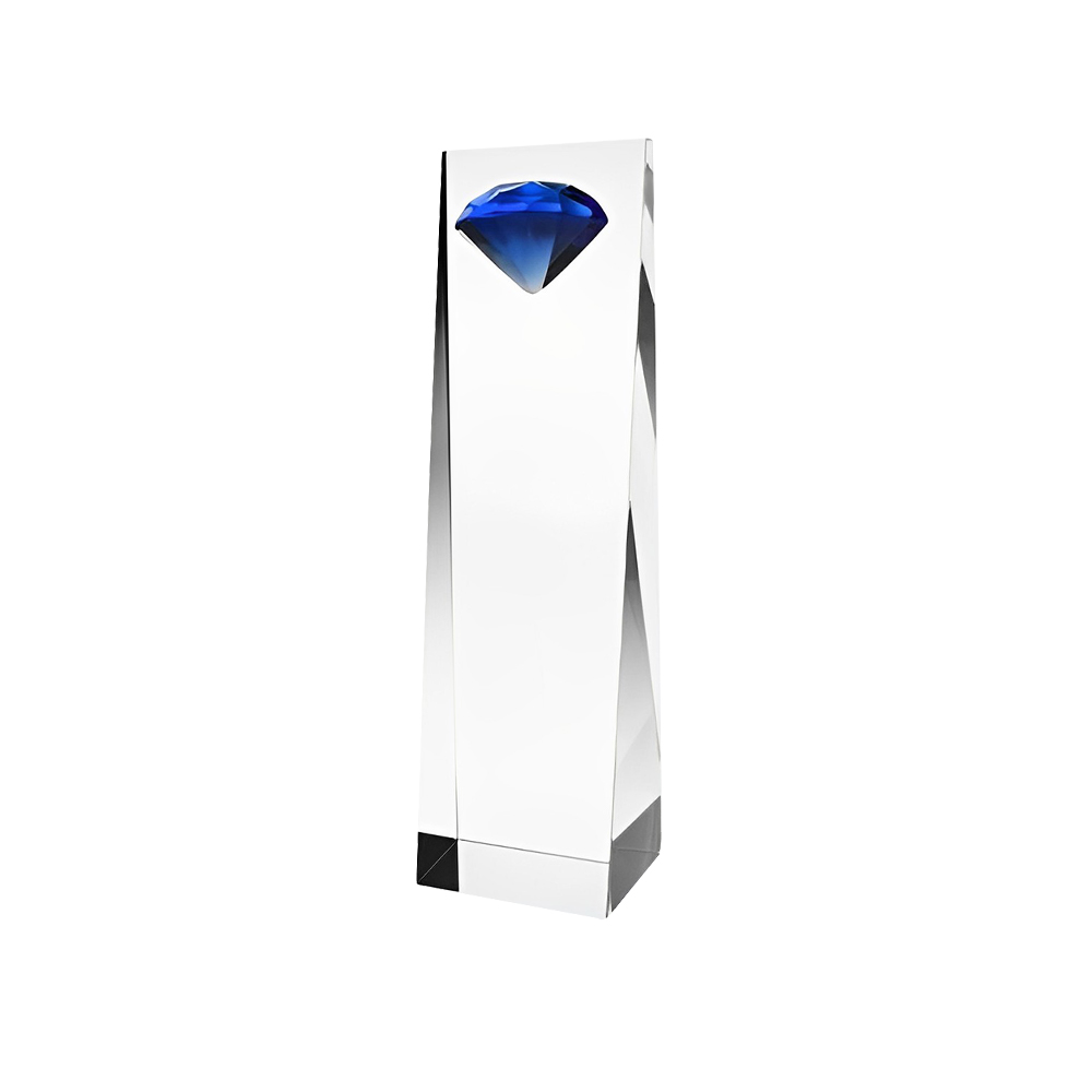 Diamond Tower Optic Crystal Award Blue Color