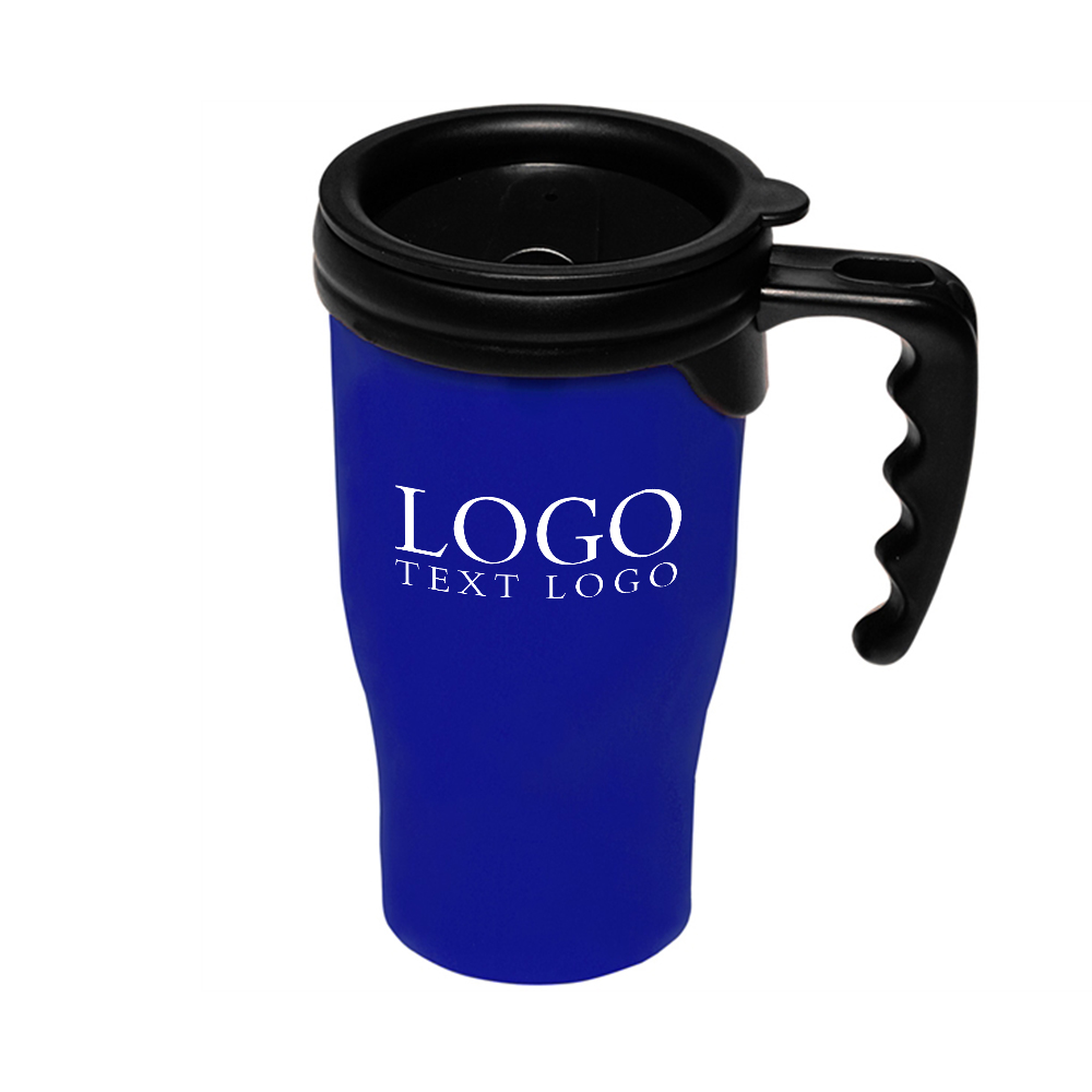 Custom Plastic Coffee Cups Blue  Logo
