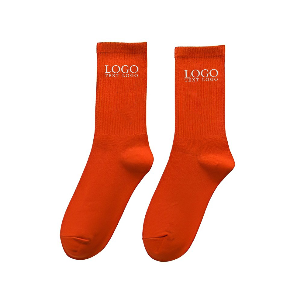 Custom Athletic Crew Socks Orange With Logo