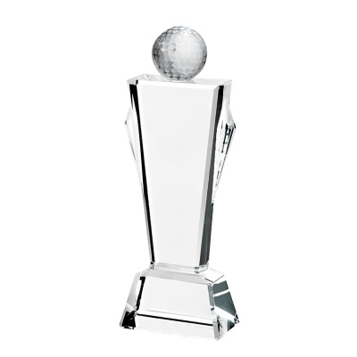 Golf Conqueror Crystal Glass Award With Custom Name
