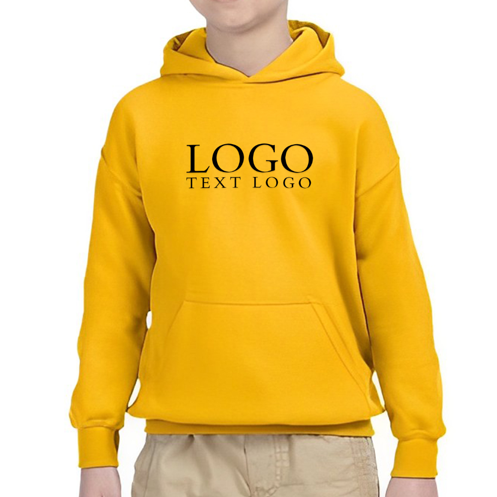 Gold Youth Heavy Blend  Hooded Sweatshirt With Logo