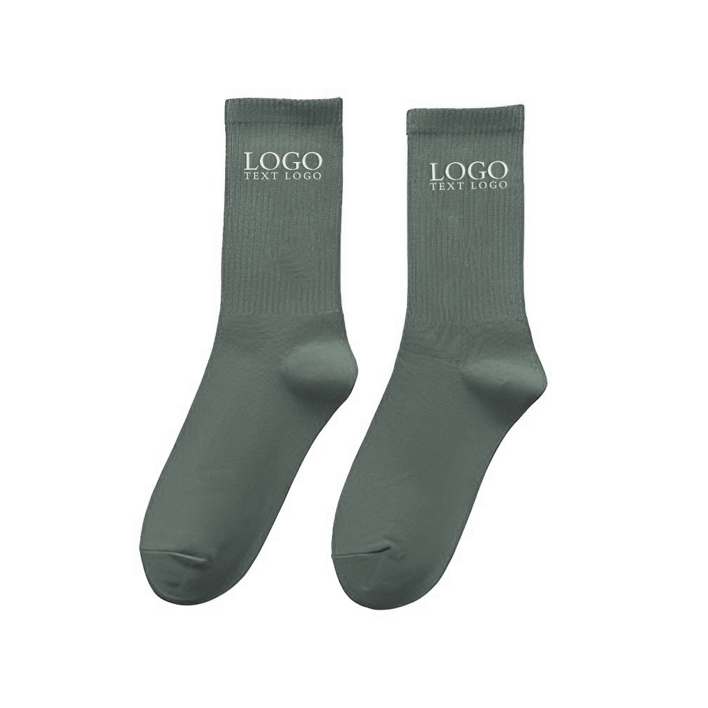 Custom Athletic Crew Socks Gray With Logo