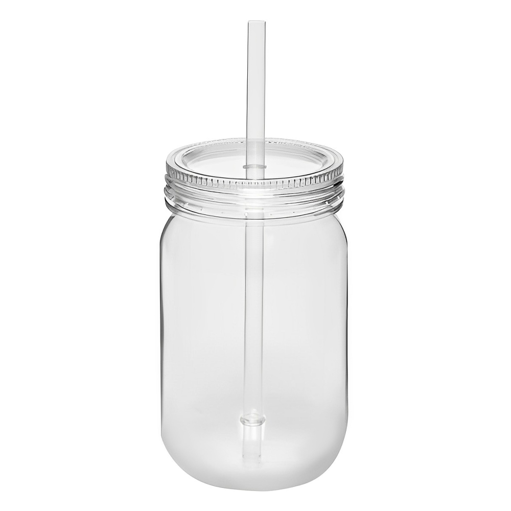 24 oz Plastic Mason Jars With Straw