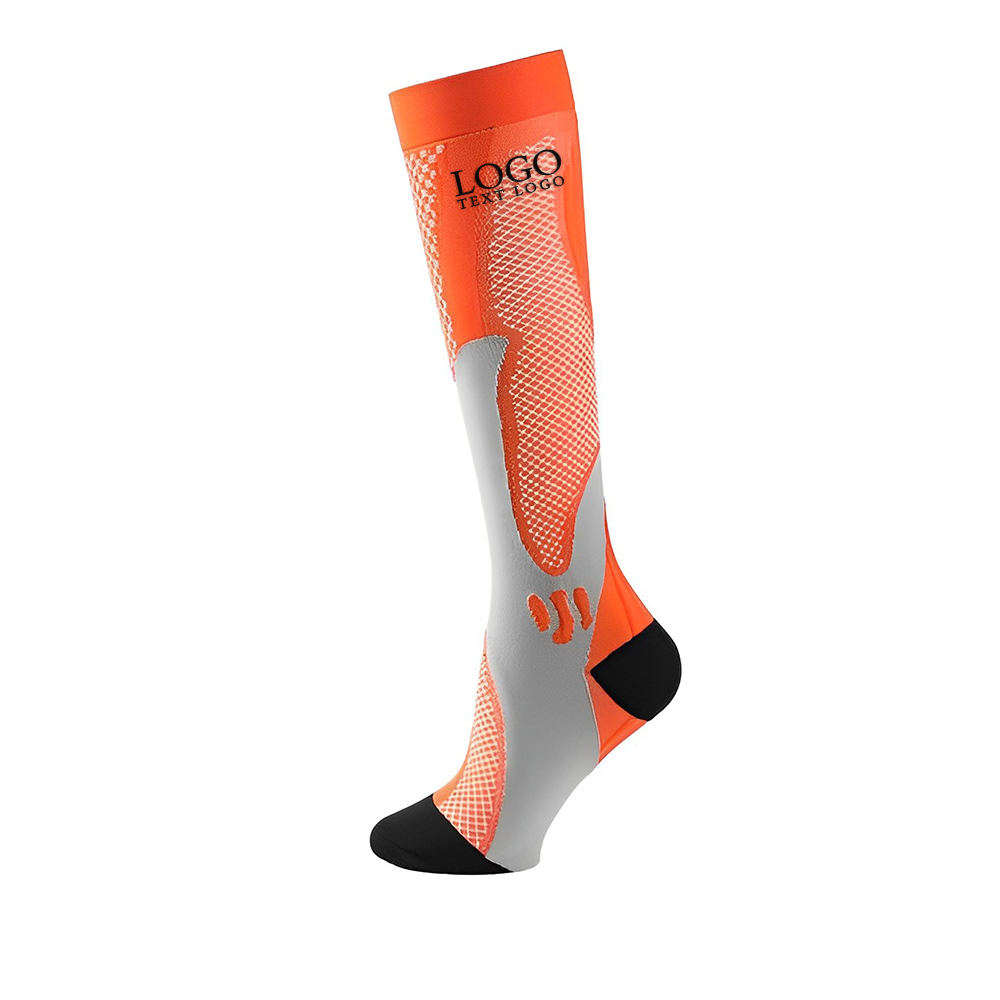 Personalized Sports Outdoor Cycling Compression Socks Orange With Logo