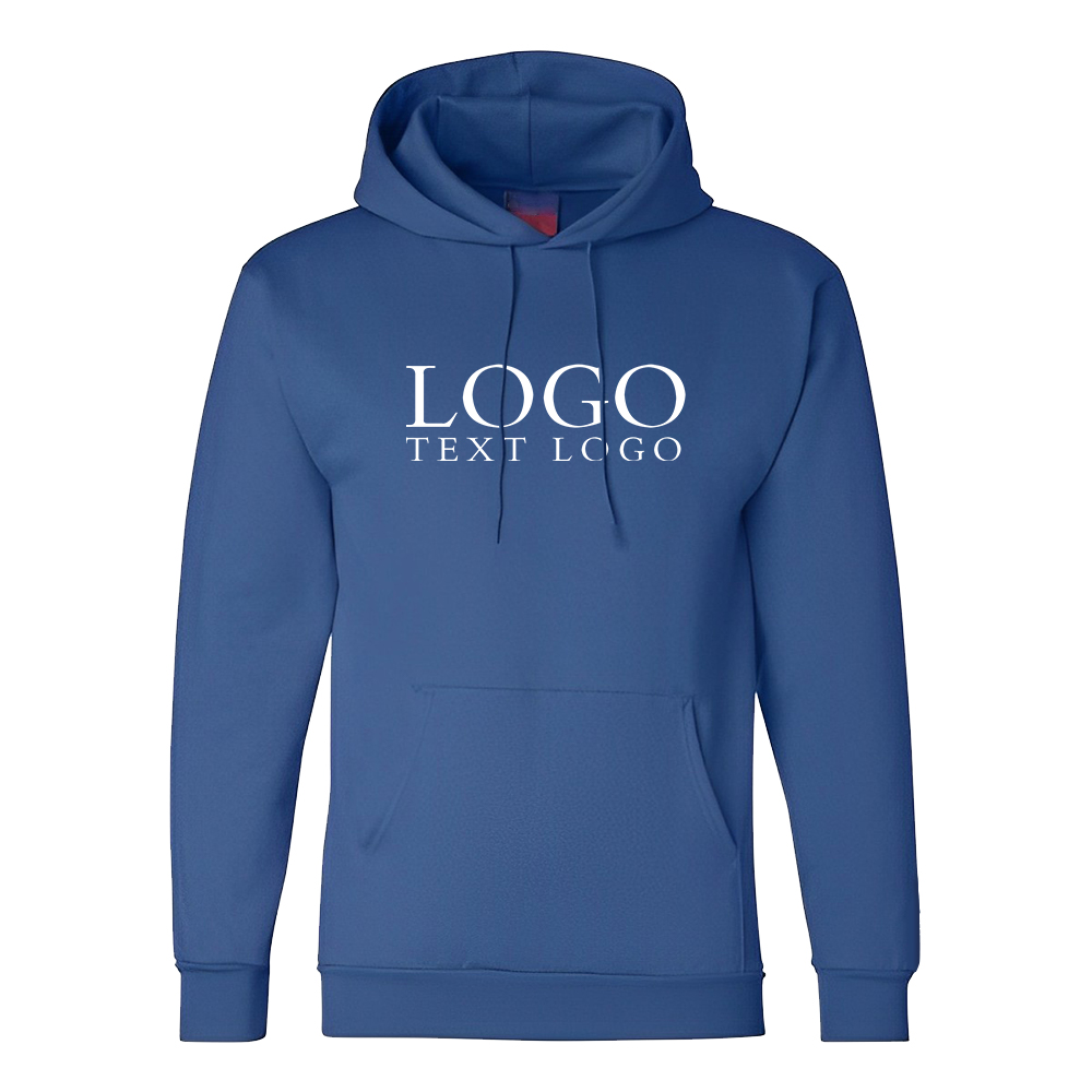 Champion Double Dry Eco Hooded Sweatshirt Blue With Logo