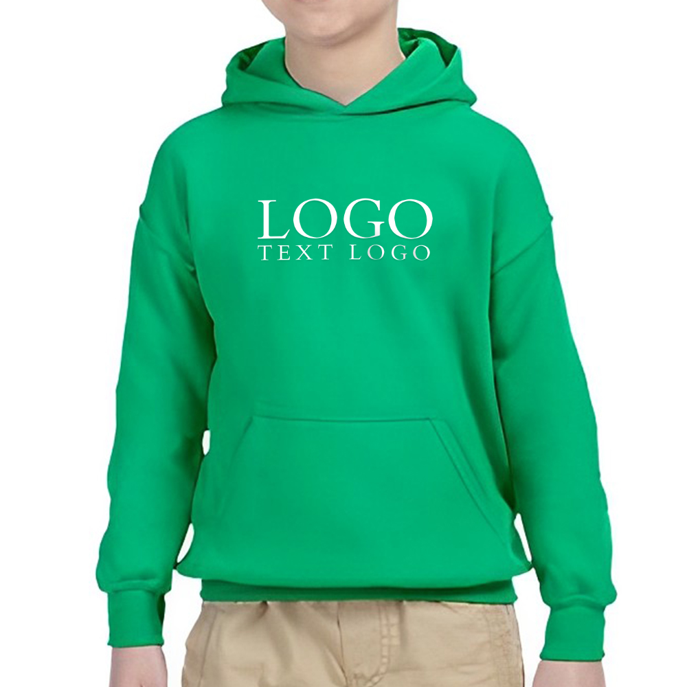 Irish Green Youth Heavy Blend Hooded Sweatshirt With Logo