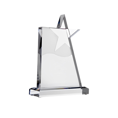 Etched Waving Star Crystal Award