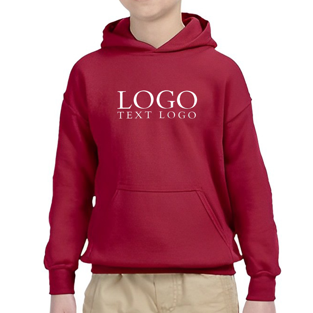 Cardinal Red Youth Heavy Blend Hooded Sweatshirt With Logo