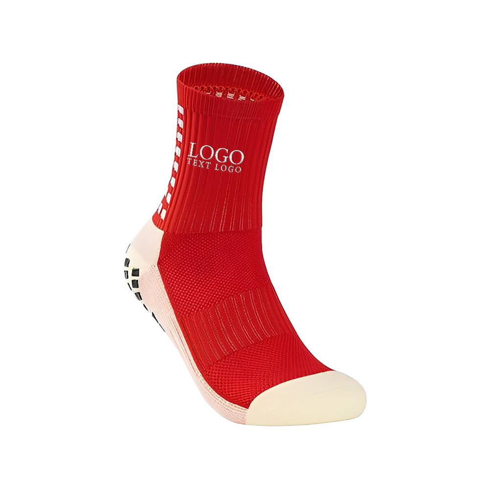 Personalized Anti-slip Sport Athletic Soccer Socks Red With Logo