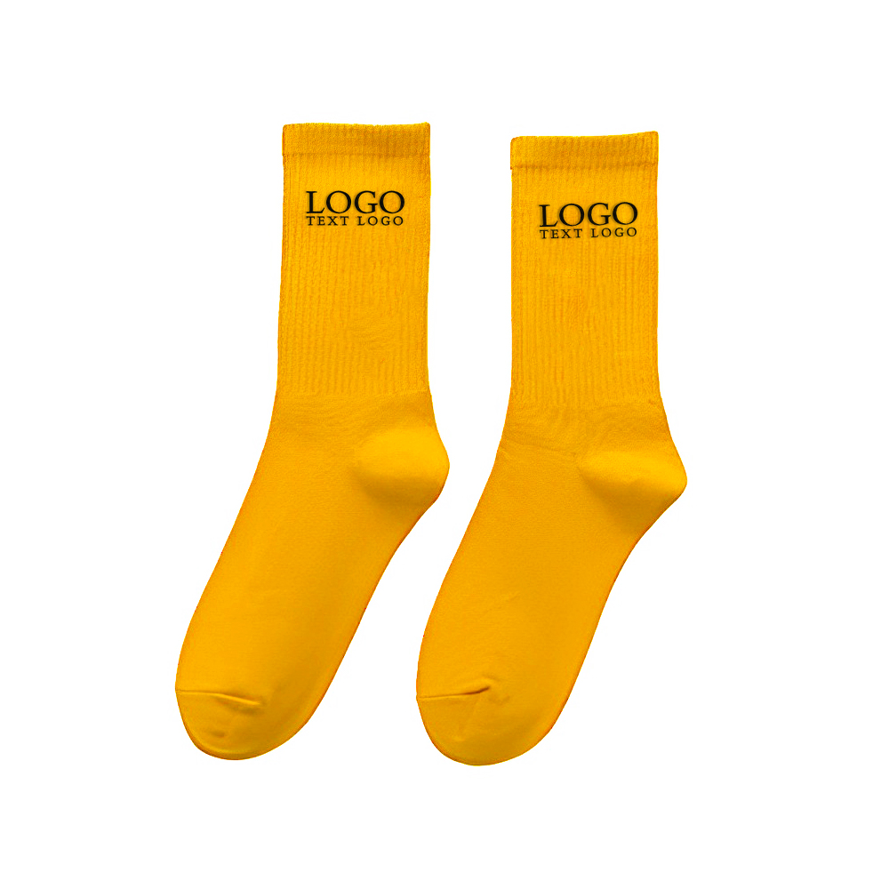 Custom Athletic Crew Socks Yellow With Logo