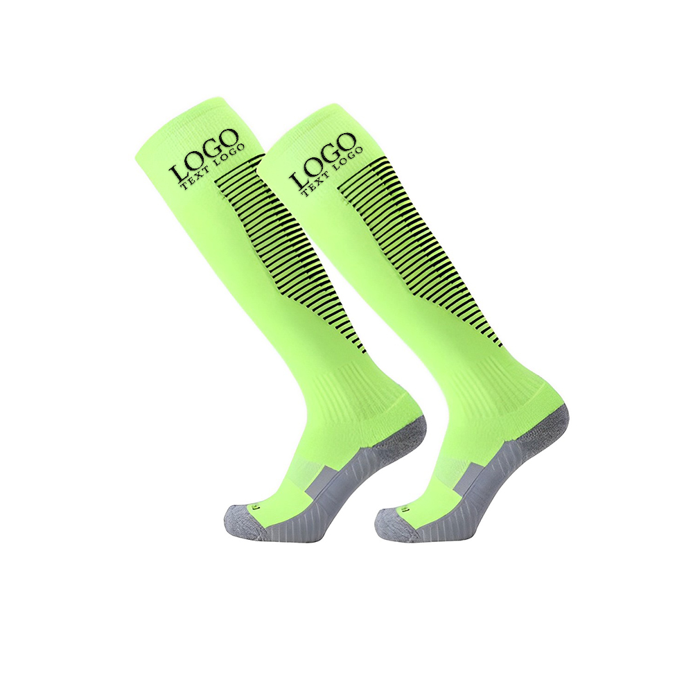 Personalized Stripe Knee High Athletic Crew Socks Green With Logo