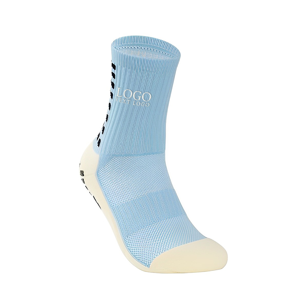 Personalized Anti-slip Sport Athletic Soccer Socks Light Blue With Logo