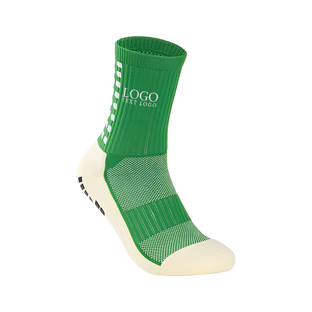 Personalized Anti-slip Sport Athletic Soccer Socks Green With Logo