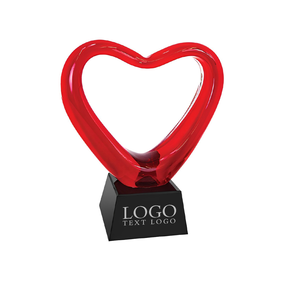 Engraved Glass Red Heart Award Logo Engraved Glass Red Heart Award Logo