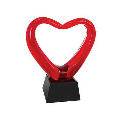 6.5" Red Heart Glass Award