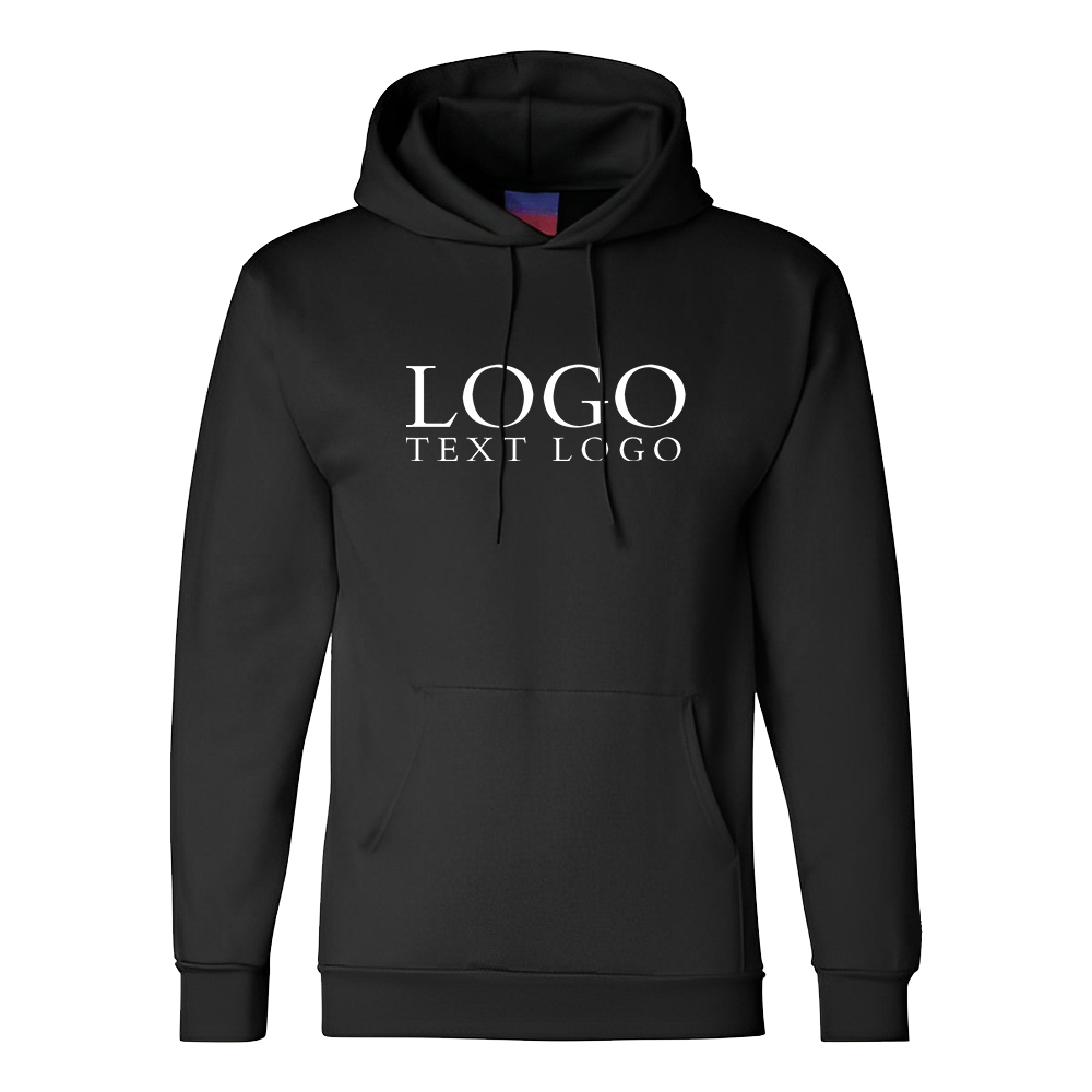 Champion Double Dry Eco Hooded Sweatshirt Black With Logo